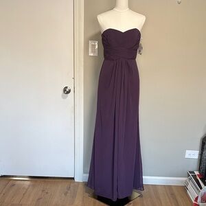 David's Bridal Strapless Gown in Deep Purple
